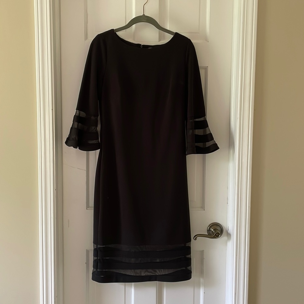 Calvin Klein Illusion Sleeve Boat Neck Sheath Dress